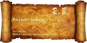 Reiser Barna névjegykártya